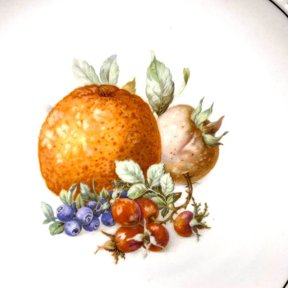 Set of 6 Schumann Arzberg Germany Pierced Porcelain Plates Harvest Fruit 7" - Picture 8 of 16